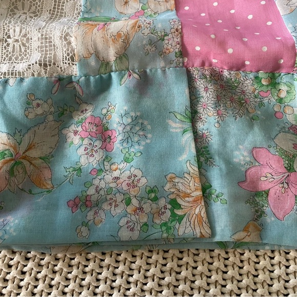 Vintage Chessa Davis Patchwork Floral Lace Polka Dot Prairie Skirt Boho Hippie - Picture 13 of 17